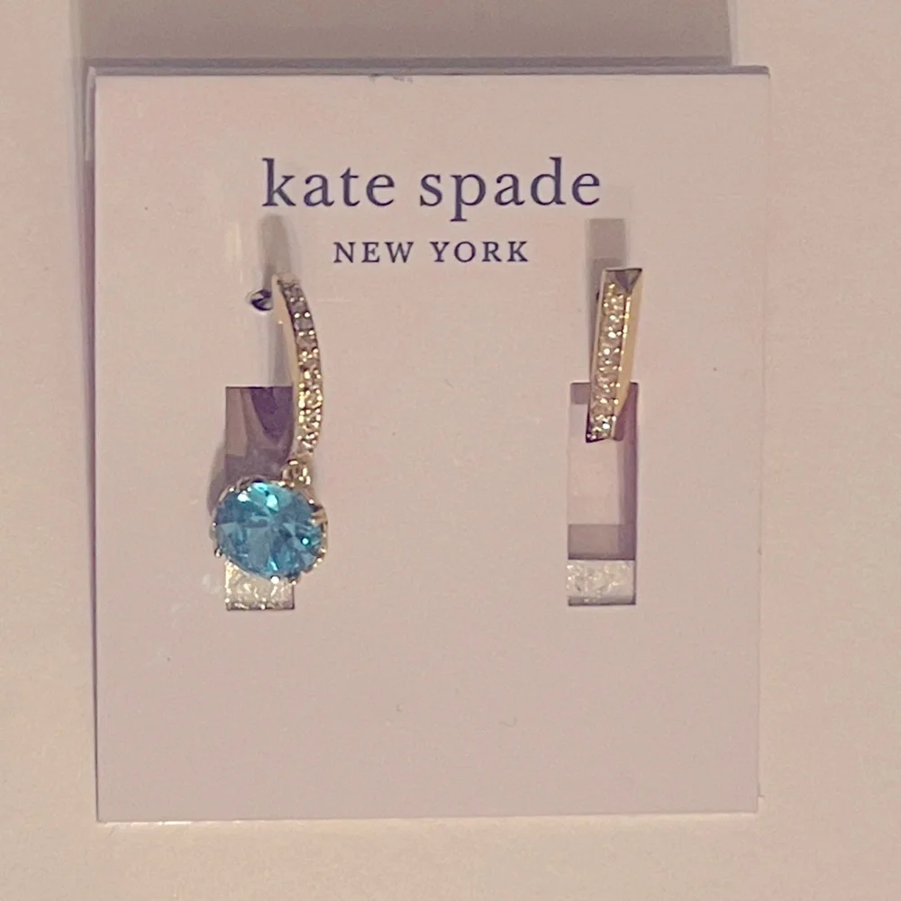 Kate spade mismatched earrings blue stone gold - Picture 2 of 10